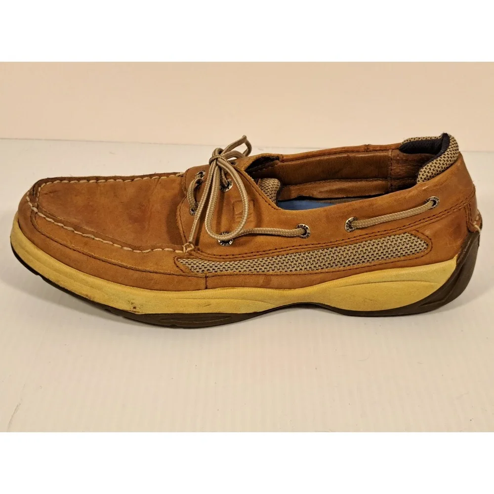 Sperry Top-Sider Mens Billfish Tan Leather Mesh Boat Shoes 12M 0777347